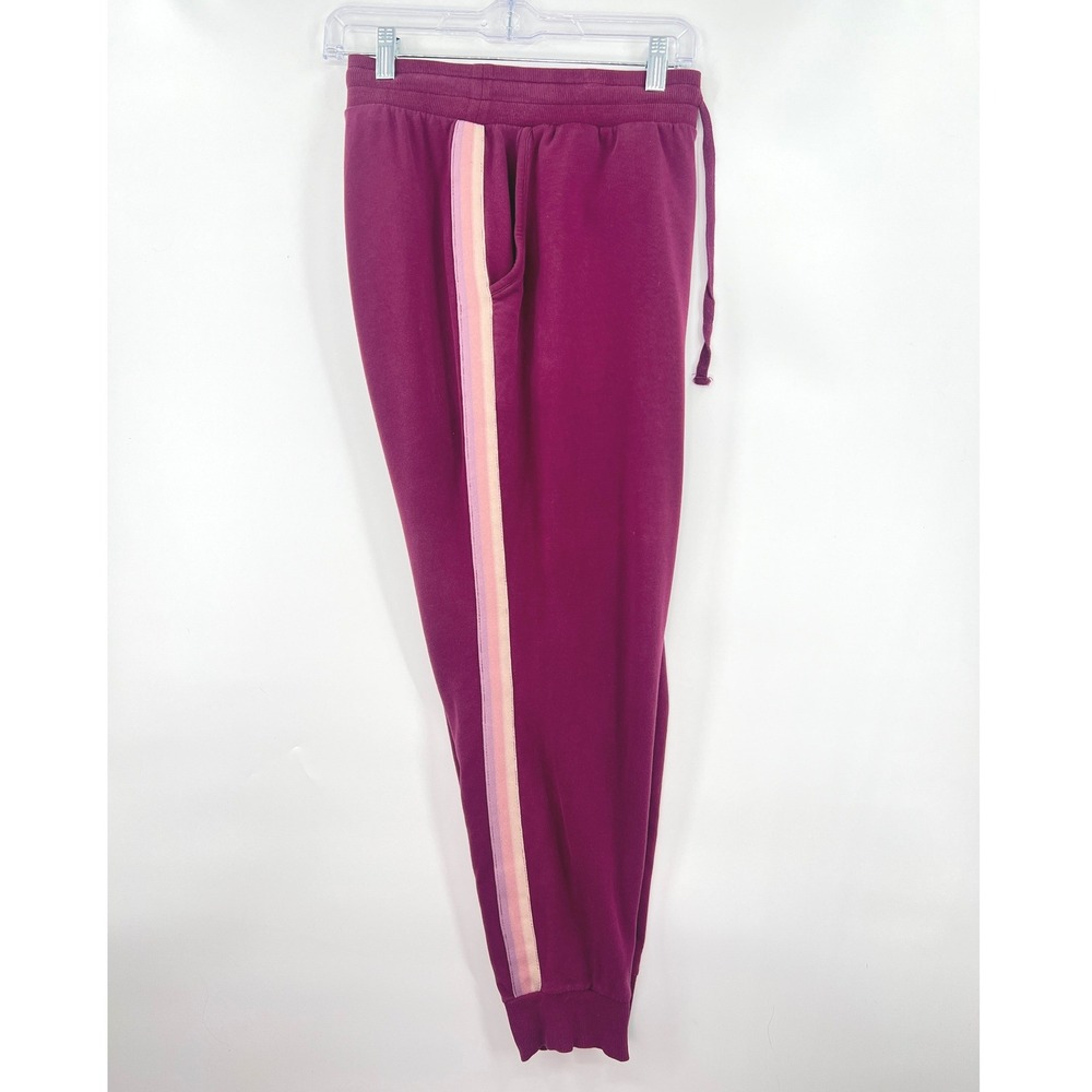 Torrid Jogger Sweatpants Size 1 Burgundy Pink Side Stripe Drawstring Retro